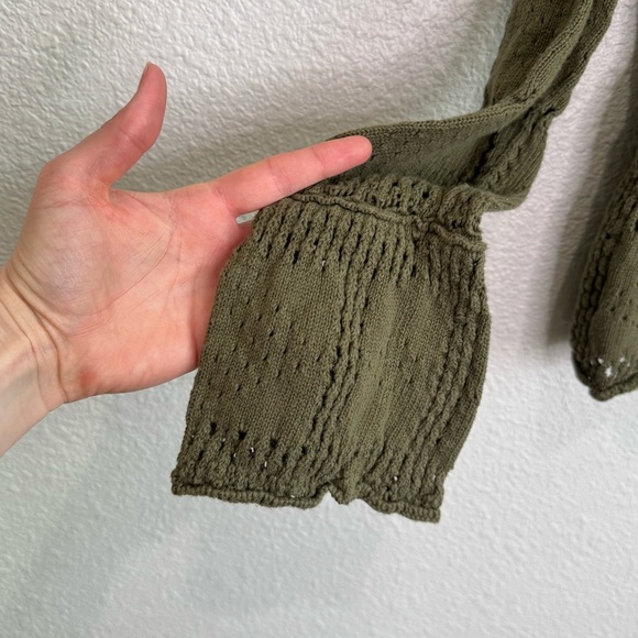 Anthropologie Pilcro Womens Small Pointelle Babydoll Sweater In Green Boho Beach - Picture 10 of 10